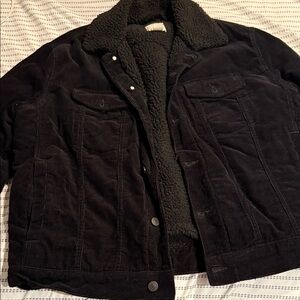 H&M Black Corduroy Puffer Jacket